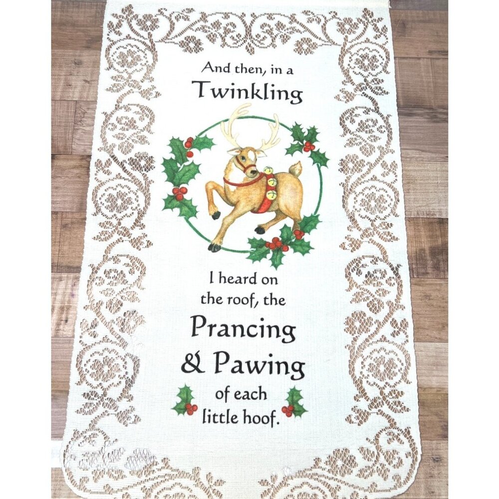 RARE Christmas Wall Hanging With Reindeer & Holly Design